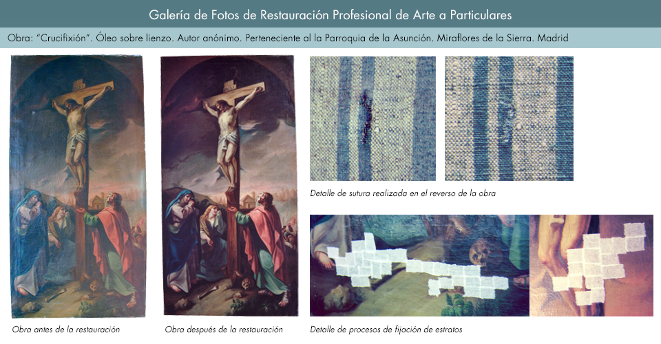 Restauración de óleo sobre lienzo. Crucifixión. Iglesia de Miraflores de la Sierra