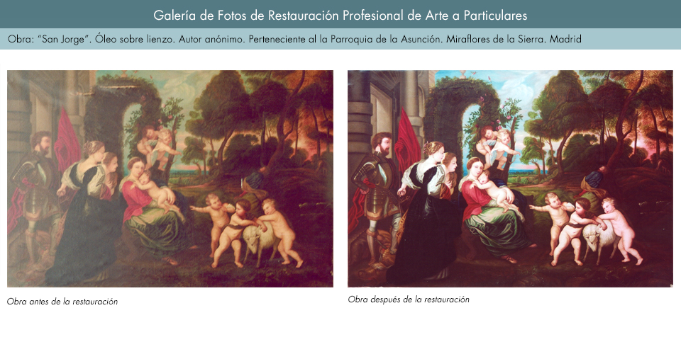 Restauración de óleo sobre lienzo. San Jorge_1. Iglesia de Miraflores de la Sierra