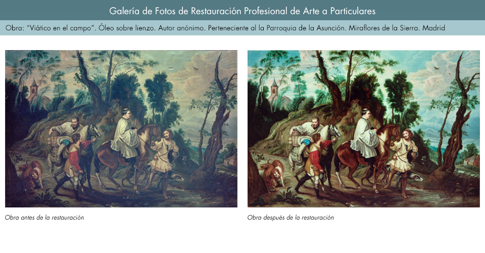 Restauración de óleo sobre lienzo. Viático en el campo_1. Iglesia de Miraflores de la Sierra