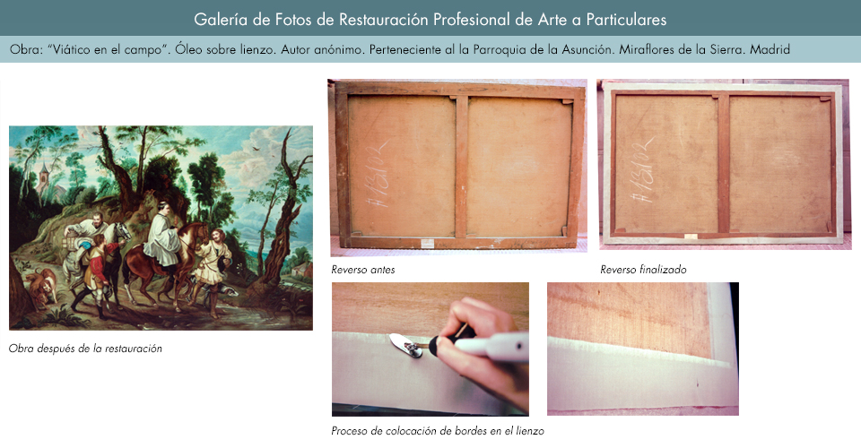 Restauración de óleo sobre lienzo. Viático en el campo_2. Iglesia de Miraflores de la Sierra