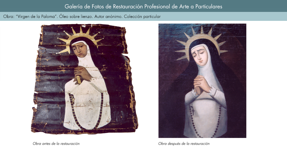 Restauración de óleo sobre lienzo. Virgen de la Paloma_1