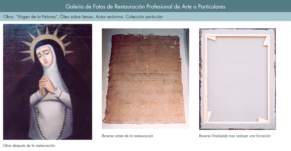 Restauración de óleo sobre lienzo. Virgen de la Paloma_2