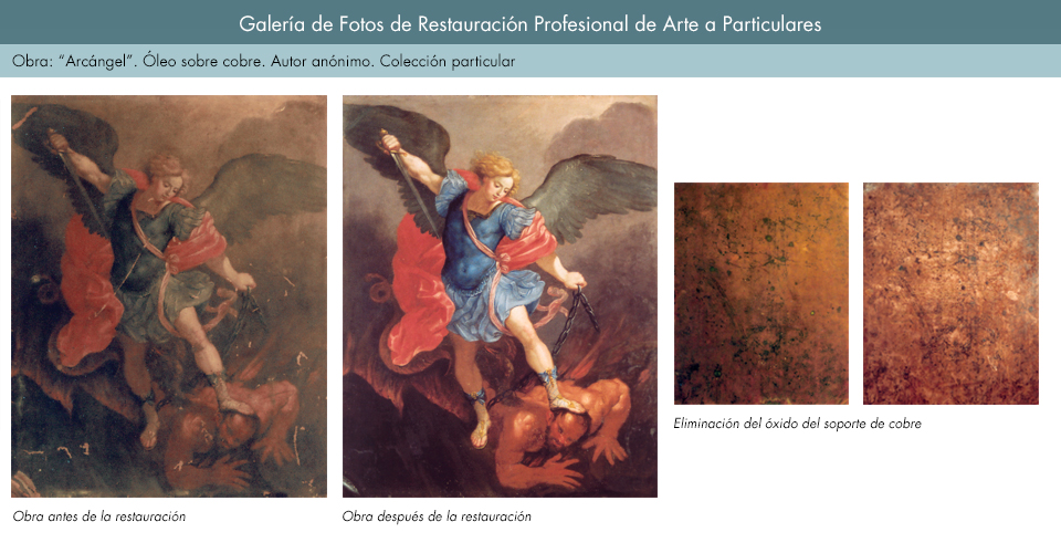 Restauración de óleo sobre cobre. Arcángel