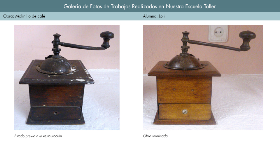 Restauración de antigüedades, molinillo de café