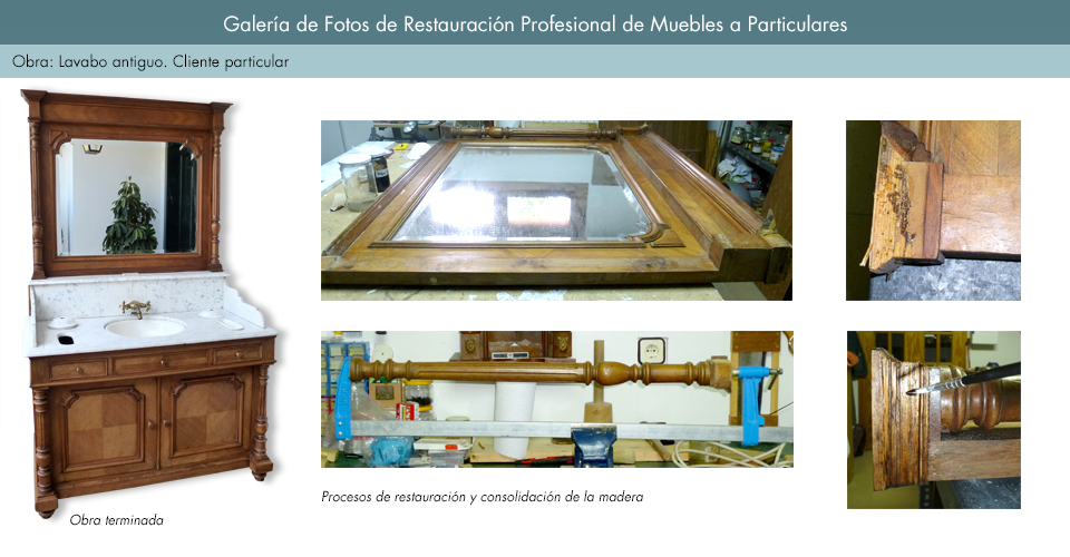 Restauración de lavabo antiguo. Madera