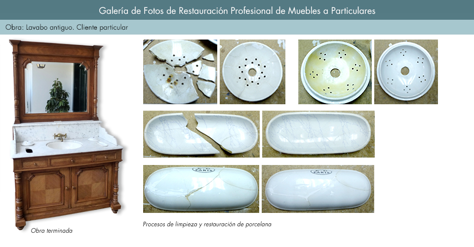 Restauración de lavabo antiguo. Porcelana